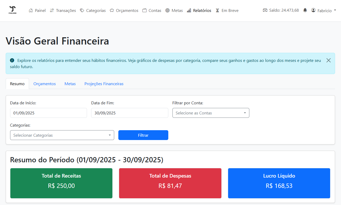 Relatórios detalhados de despesas e receitas